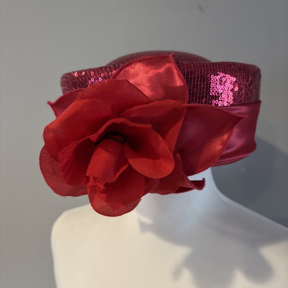 Fine Millinery Collection By August Accessories Vintage Hat Ted Sequin Flower